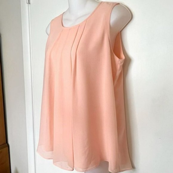 NWT CALVIN KLEIN PEACH CHIFFON SLEEVELESS TOP CAMI SIZE XS - Picture 4 of 7